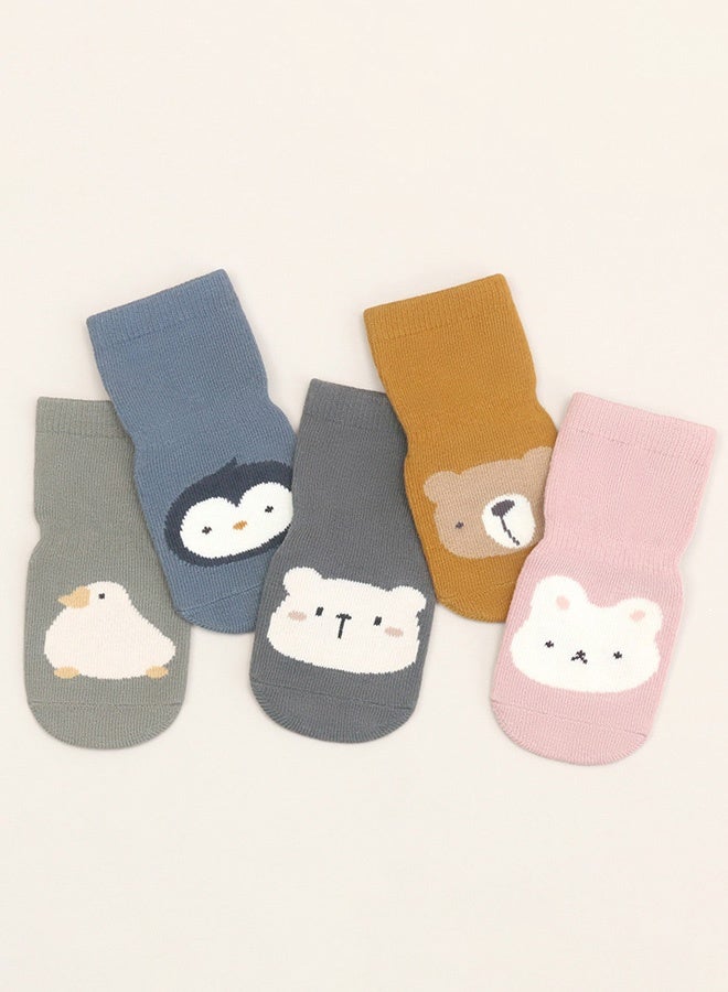 Hanayo 5 Pairs Kids Socks Girls and Boys Non-slip Floor Socks Comfortable Unisex Socks for Newborn Infant Toddlers Perfect for All Seasons(Multicolour) - Image 4